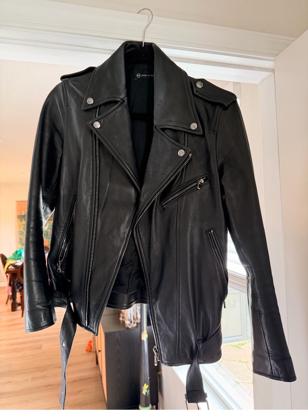 Ag Adriano Goldschmied Black Leather Jacket